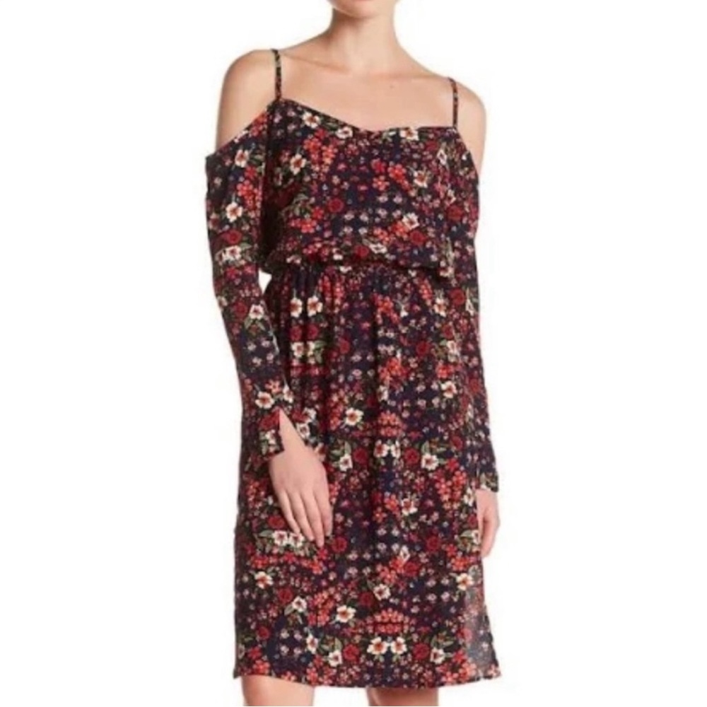MIMI CHICA | Floral Cold Shoulder Long Sleeve Midi Dress Sz XS